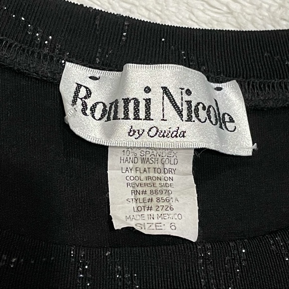 Ronni Nicole By Ouida Black Sparkly Dress Long Sleeve Women Size 6 - Picture 2 of 6
